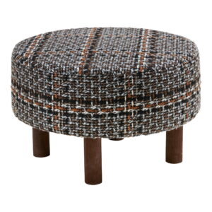 Falkirk Puf, sort, brune ben, ø50x36 cm, HN1304