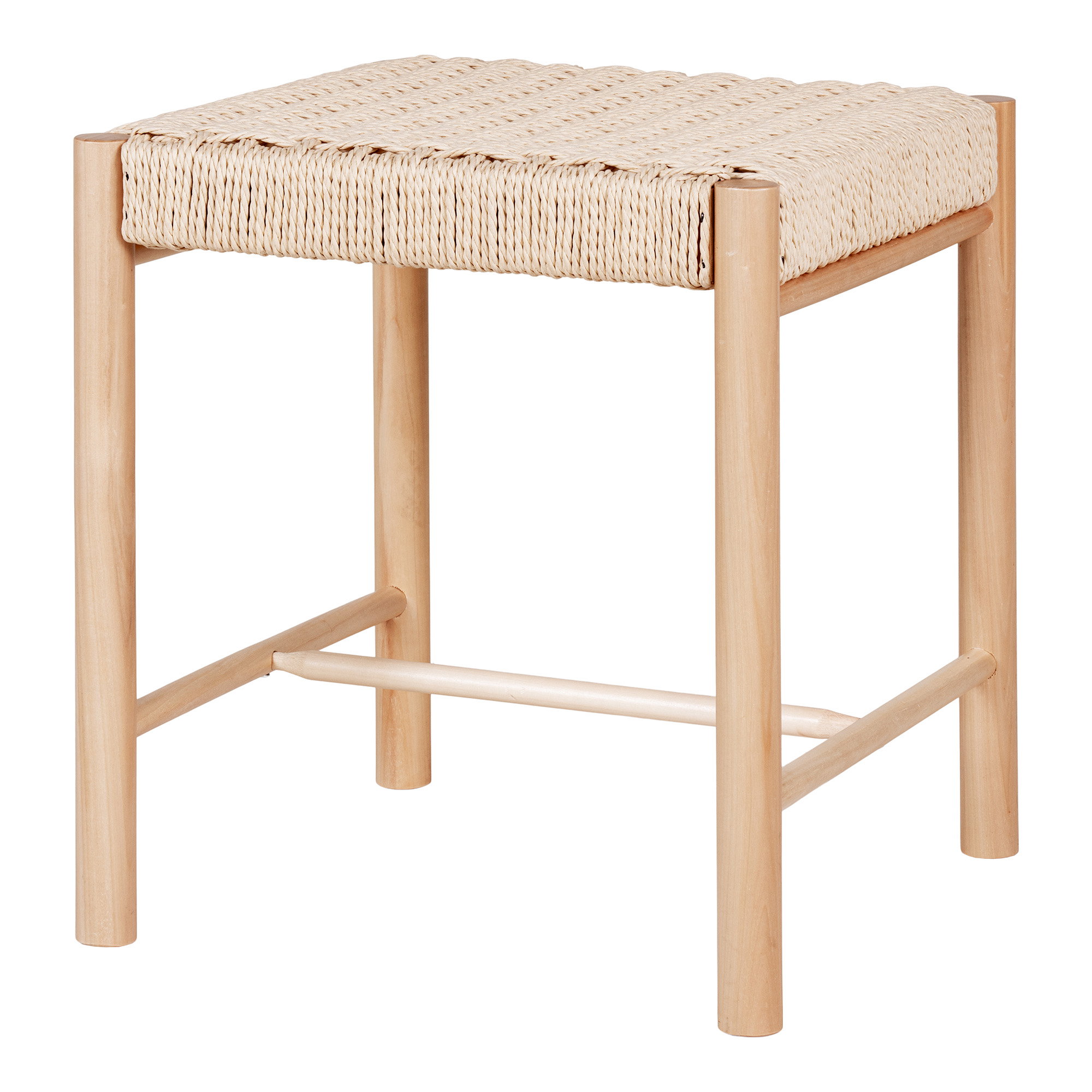 Abano Taburet med naturflet sæde, poppeltræ, natur, 42x42x46,5 cm - Billede 2