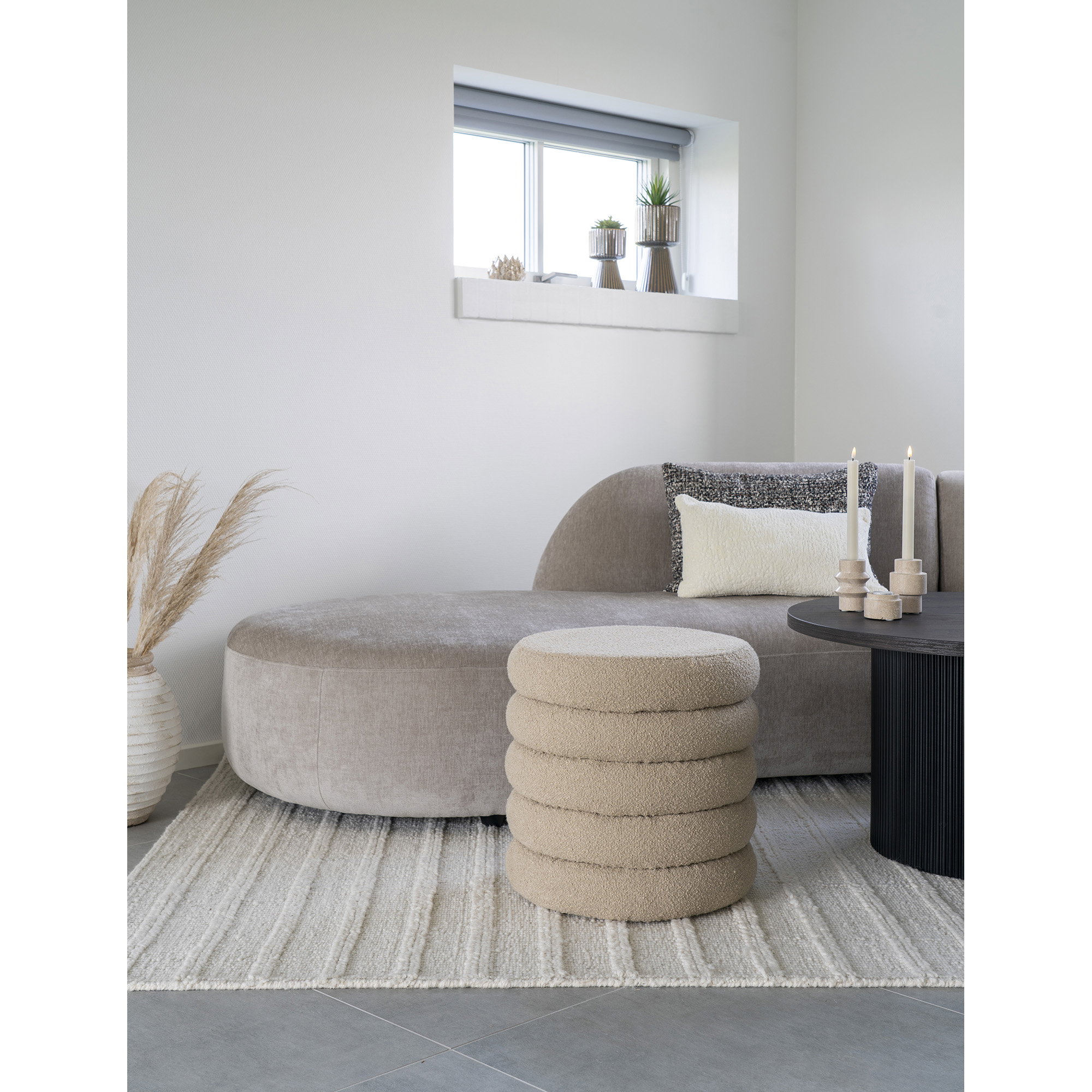 Brooklyn Puf med opbevaring, bouclé, beige, ø44x44 cm, HN1242 - Billede 3