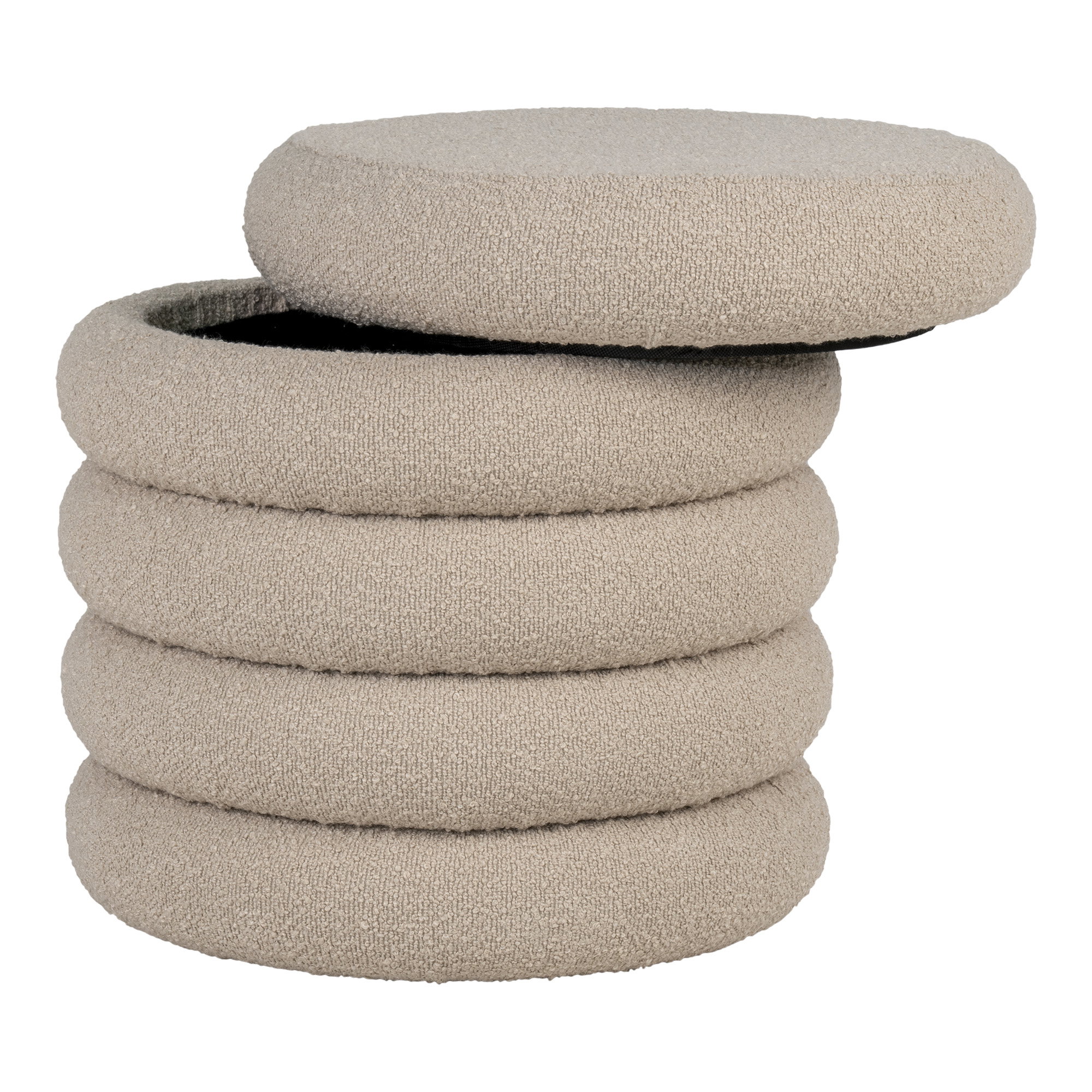 Brooklyn Puf med opbevaring, bouclé, beige, ø44x44 cm, HN1242 - Billede 2