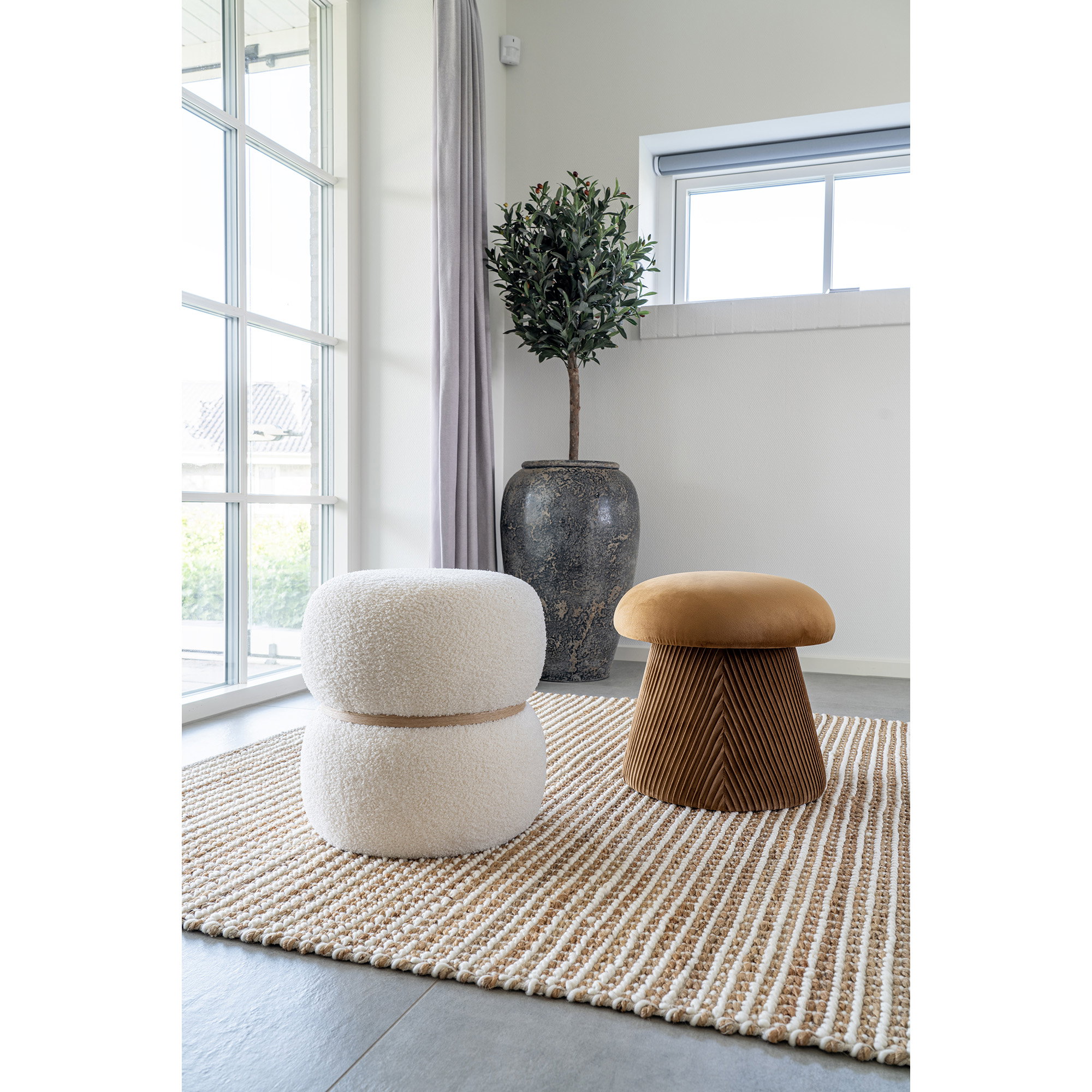 Hampton Puf, velour, okker, ø41x39 cm, HN1245 - Billede 3