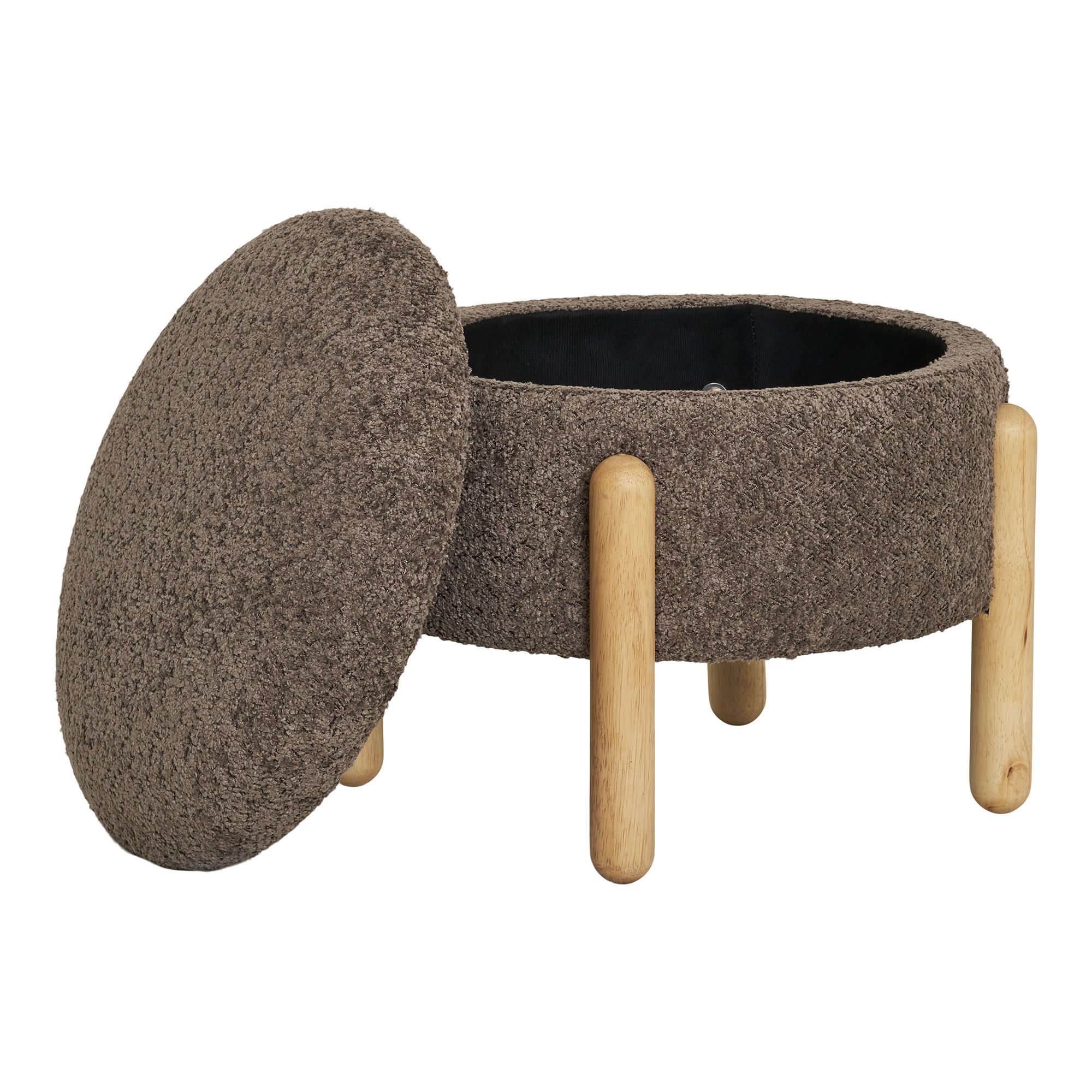 Medas Puf med opbevaring, brun/natur, ø45x36 cm, HN1237 - Billede 3