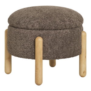 Medas Puf med opbevaring, brun/natur, ø45x36 cm, HN1237