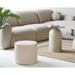 Taupo Puf, fløjl, beige, ø40x35 cm, HN1424 - Billede 4