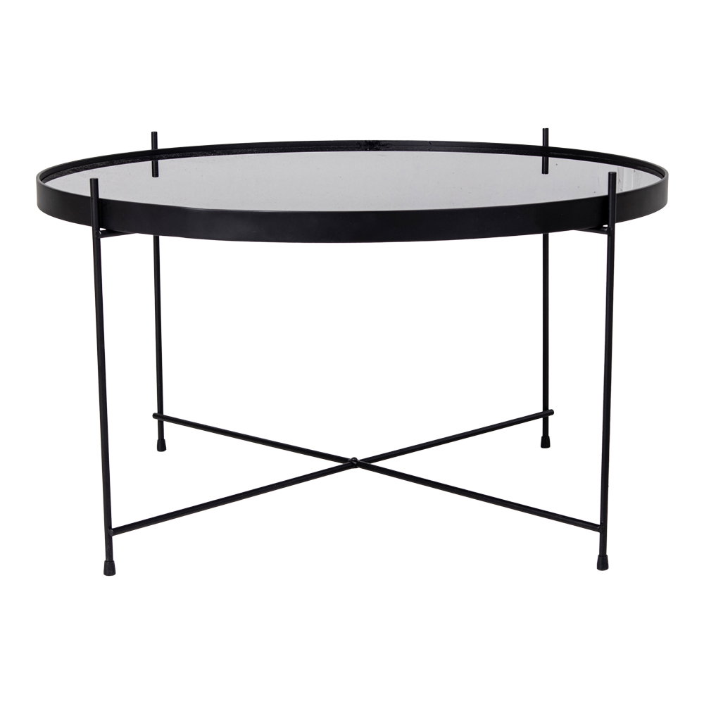 Venezia Sofabord, sort stål med glas Ø70xh40cm - Billede 2