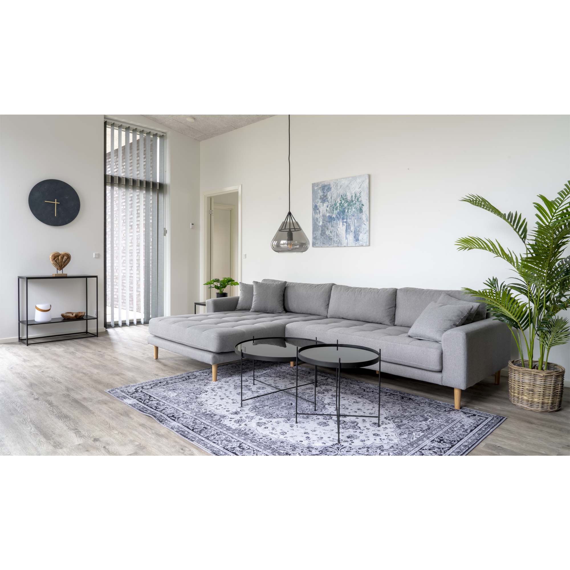 Venezia Sofabord, sort stål med glas Ø70xh40cm - Billede 6