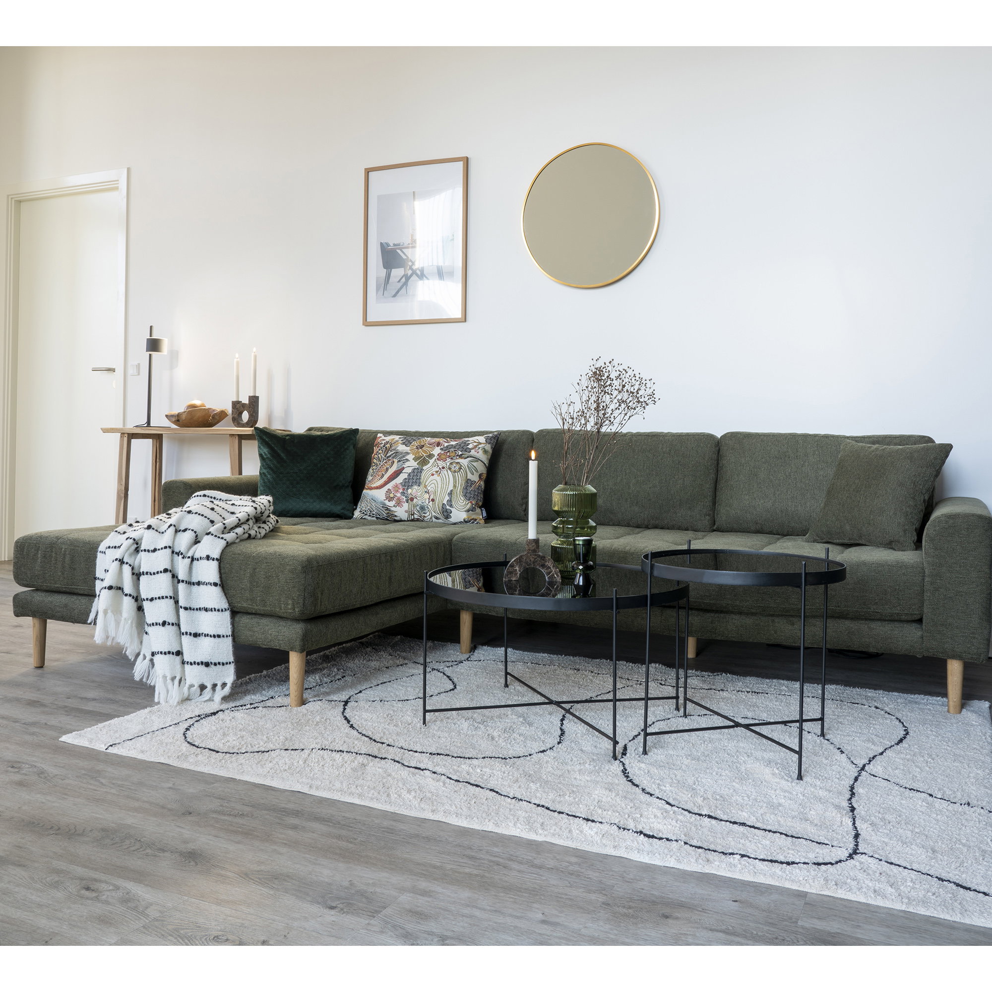 Venezia Sofabord, sort stål med glas Ø70xh40cm - Billede 10