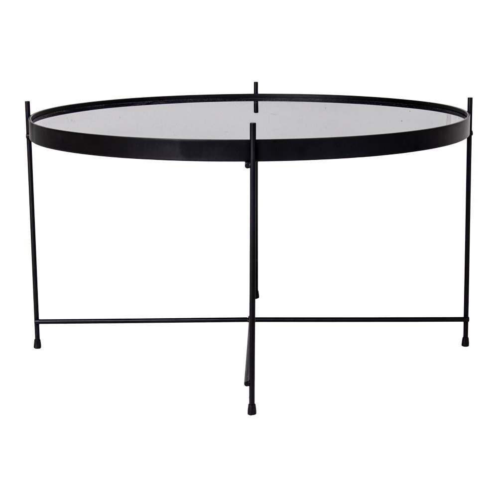 Venezia Sofabord, sort stål med glas Ø70xh40cm - Billede 3