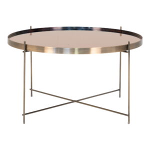 Venezia Sofabord, messing farvet stål med glas Ø70xh40cm