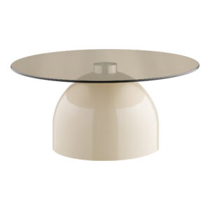 Ravello Sofabord, hærdet glas/metal, grå/beige, ø70x33 cm