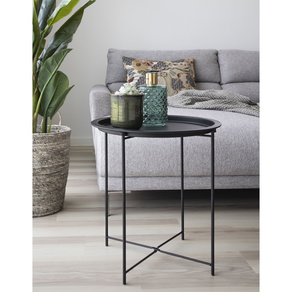 Bastia Hjørnebord i stål, sort, Ø47x50 cm - Billede 4