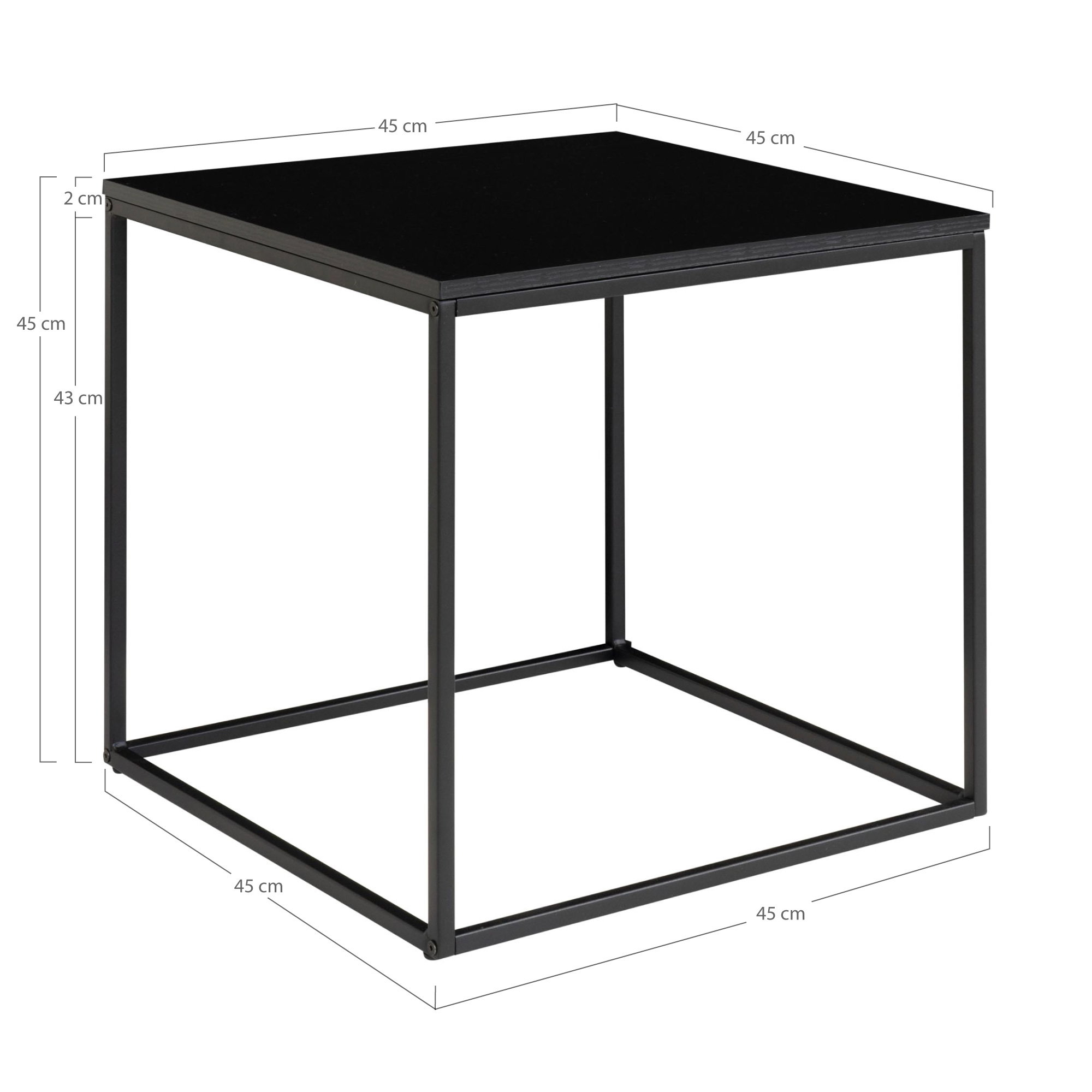 Vita Hjørnebord, sort, sort stel, 45x45x45 cm - Billede 5