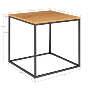 Vita Hjørnebord, egetræslook, sort stel, 45x45x45 cm - Billede 5