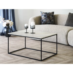 Vita Sofabord, travertin look, sort stel, 90x60x45 cm - Billede 4