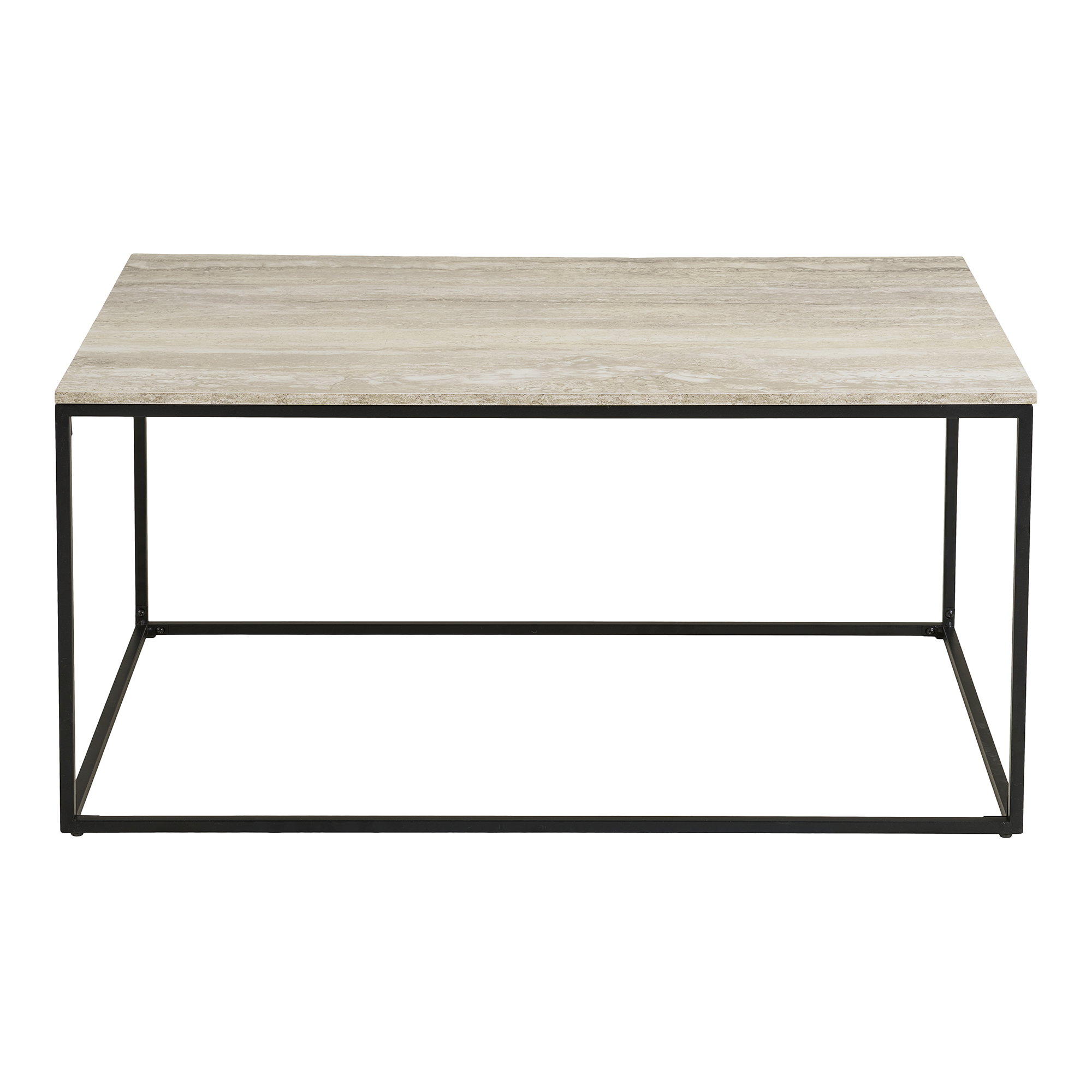 Vita Sofabord, travertin look, sort stel, 90x60x45 cm - Billede 2