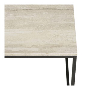 Vita Sofabord, travertin look, sort stel, 90x60x45 cm - Billede 3