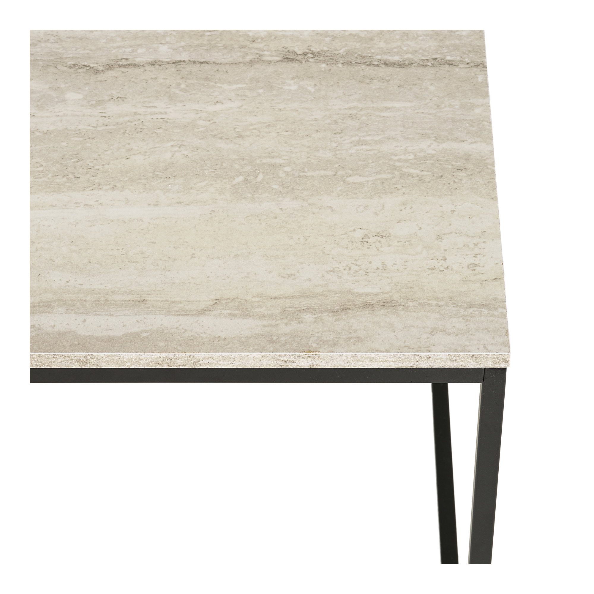 Vita Sofabord, travertin look, sort stel, 90x60x45 cm - Billede 3