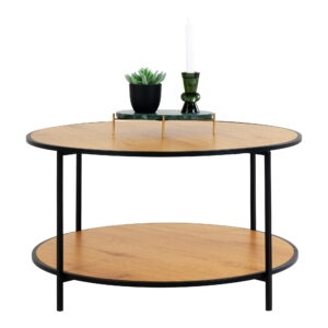 Vita Sofabord, egetræslook, sort stel, Ø80x45 cm