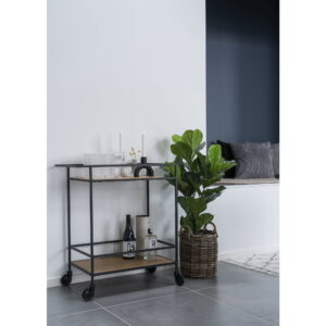 Vita Barvogn, 2 hylder, egetræslook, sort stel, 68x40x79 cm - Billede 6