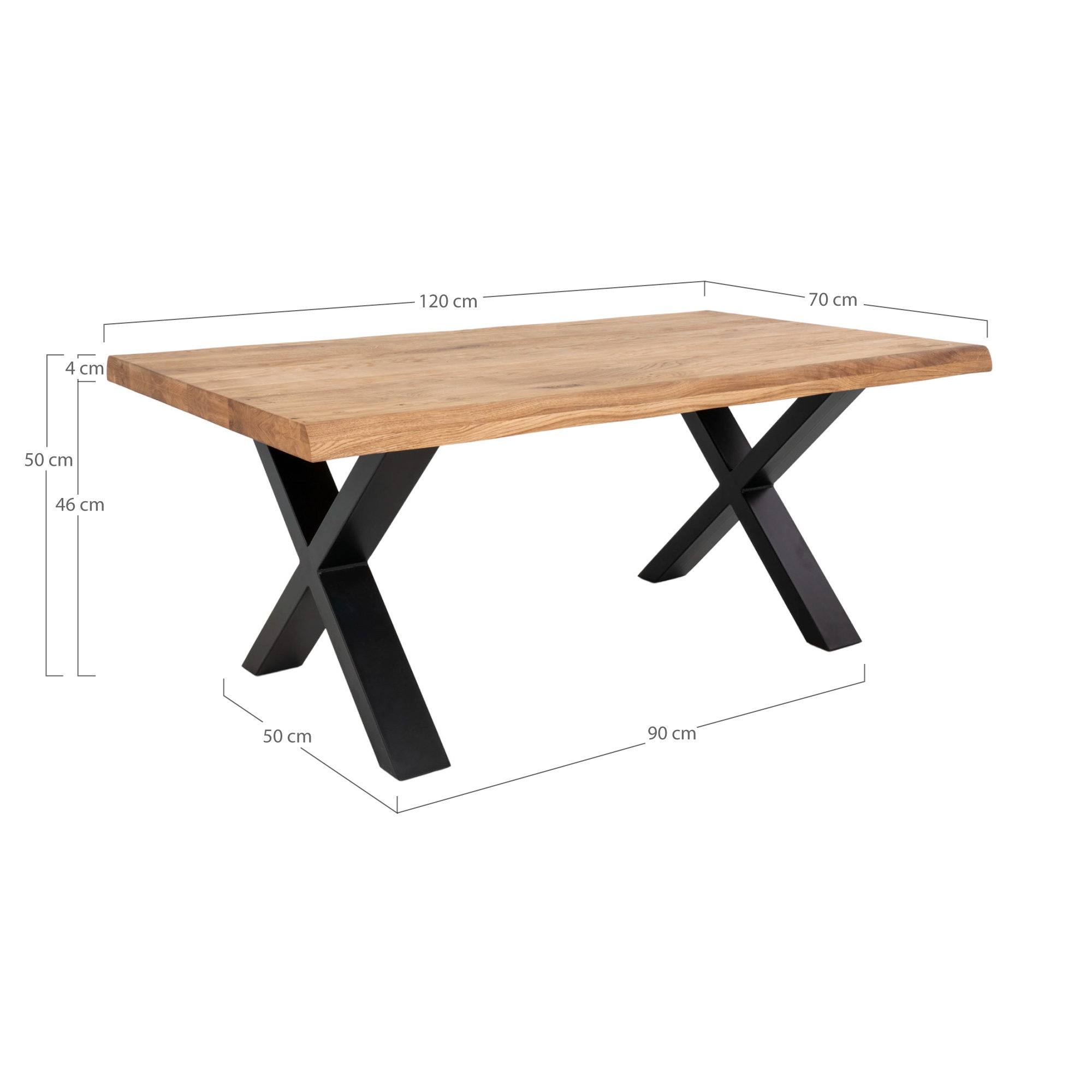 Toulon Sofabord med bølget kant, egetræ, natur, 70x120x50 cm - Billede 5
