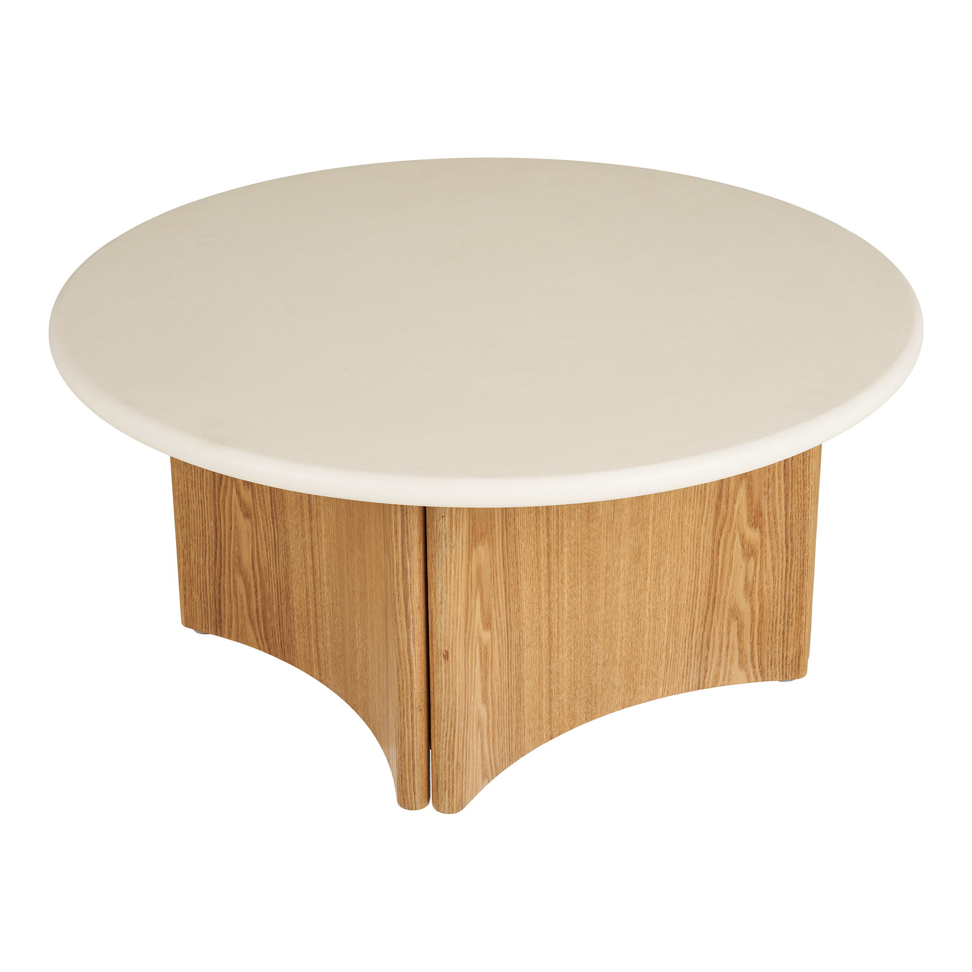 Motril Sofabord, cement/askefiner, hvid/natur, ø80x37 cm - Billede 2