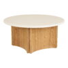 Motril Sofabord, cement/askefiner, hvid/natur, ø80x37 cm