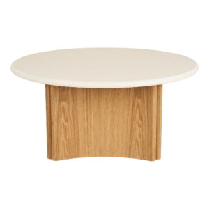 Motril Sofabord, cement/askefiner, hvid/natur, ø80x37 cm - Billede 3