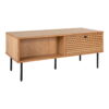 Kyoto Sofabord, 2 skuffer, egefiner, natur, sorte metalben, 50x100x45 cm