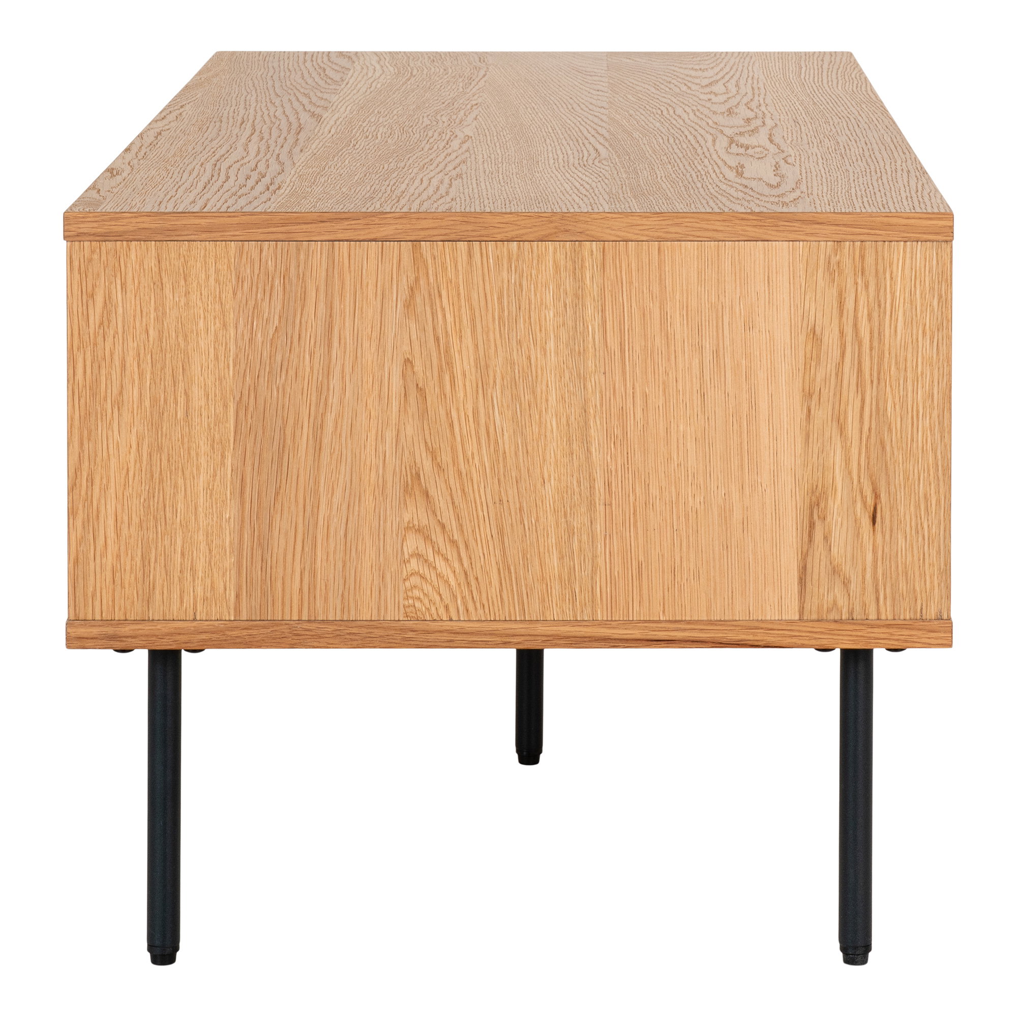 Kyoto Sofabord, 2 skuffer, egefiner, natur, sorte metalben, 50x100x45 cm - Billede 5