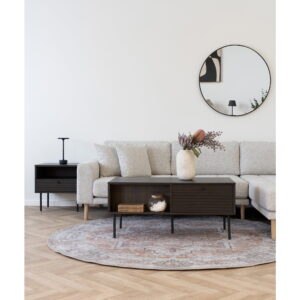 Kyoto Sofabord, 2 skuffer, egefiner, smoked, sorte metalben, 50x100x45 cm - Billede 7