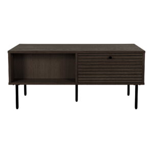 Kyoto Sofabord, 2 skuffer, egefiner, smoked, sorte metalben, 50x100x45 cm - Billede 3