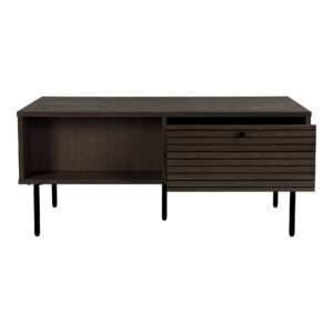 Kyoto Sofabord, 2 skuffer, egefiner, smoked, sorte metalben, 50x100x45 cm - Billede 4