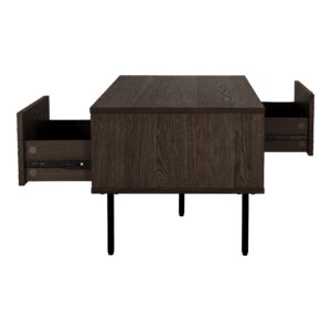 Kyoto Sofabord, 2 skuffer, egefiner, smoked, sorte metalben, 50x100x45 cm - Billede 6
