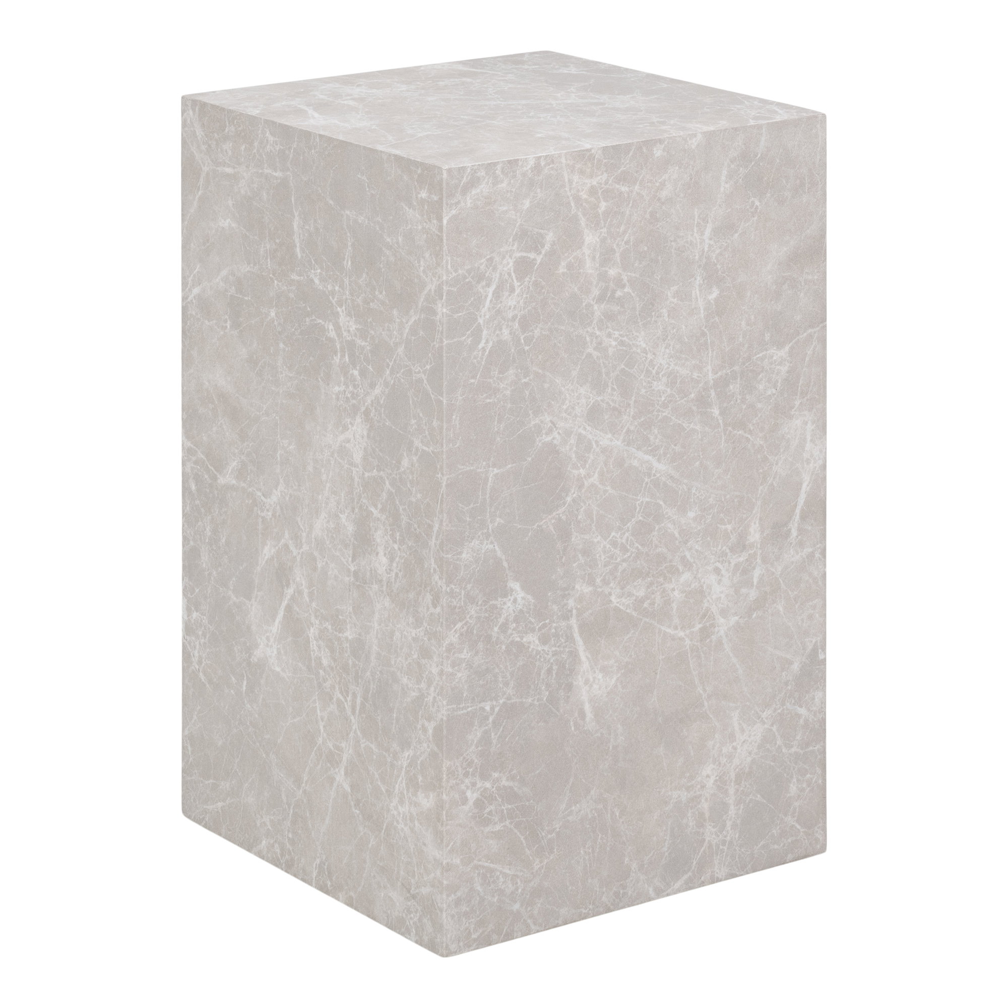 Prague Hjørnebord, marmor look, beige, 30x30x50 cm
