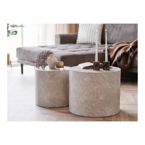 Prague Sofabord, marmor look, rund, beige, sæt af 2 - Billede 5