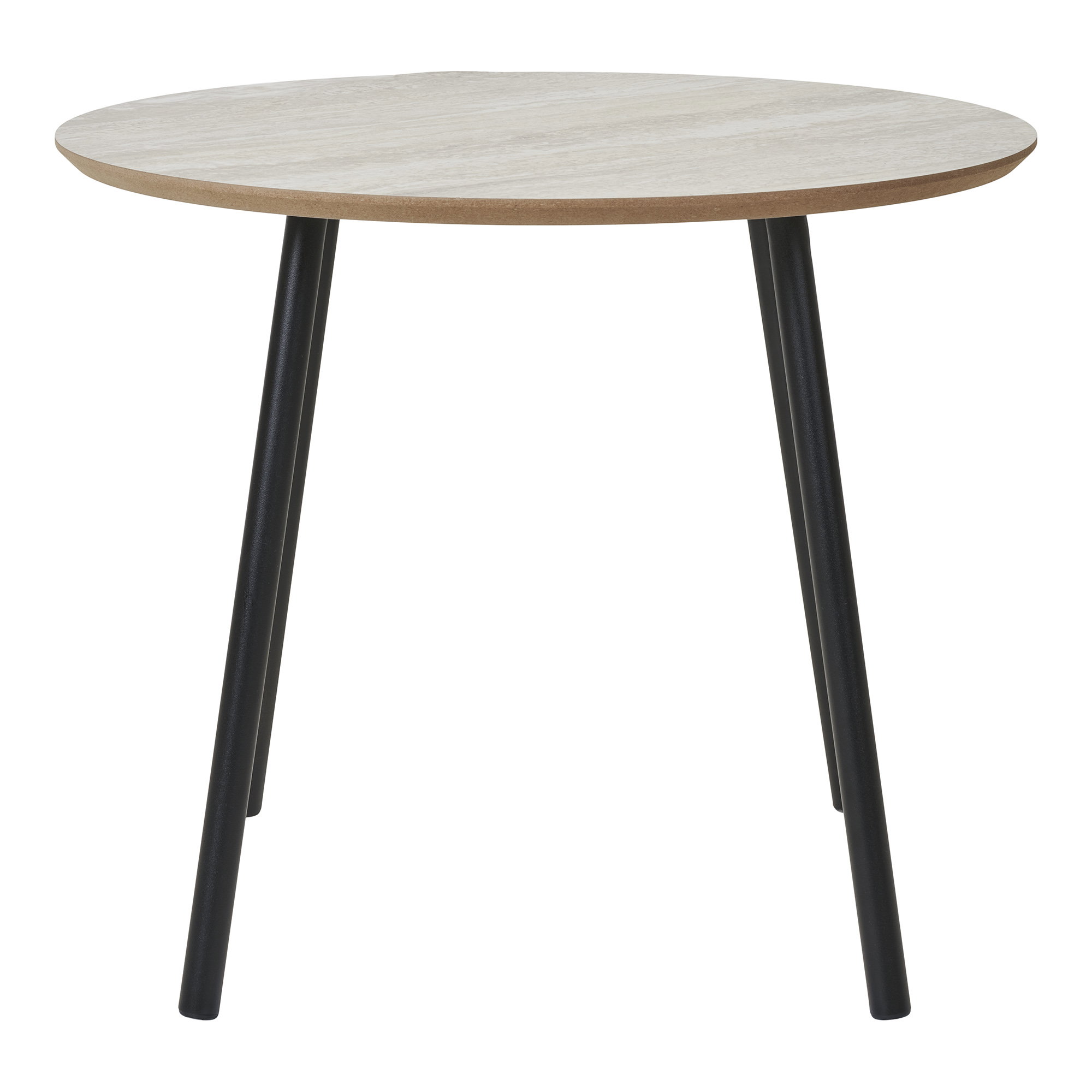Aalst Sofabord, travertin look, sorte ben, ø55x45 cm - Billede 2