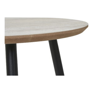 Aalst Sofabord, travertin look, sorte ben, ø55x45 cm - Billede 3
