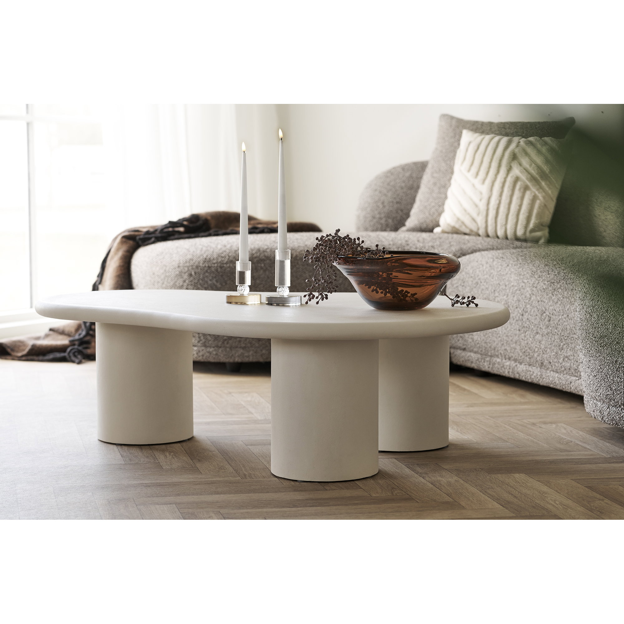 Palmera Sofabord, cement look, off-white, 80x120x35 cm - Billede 5