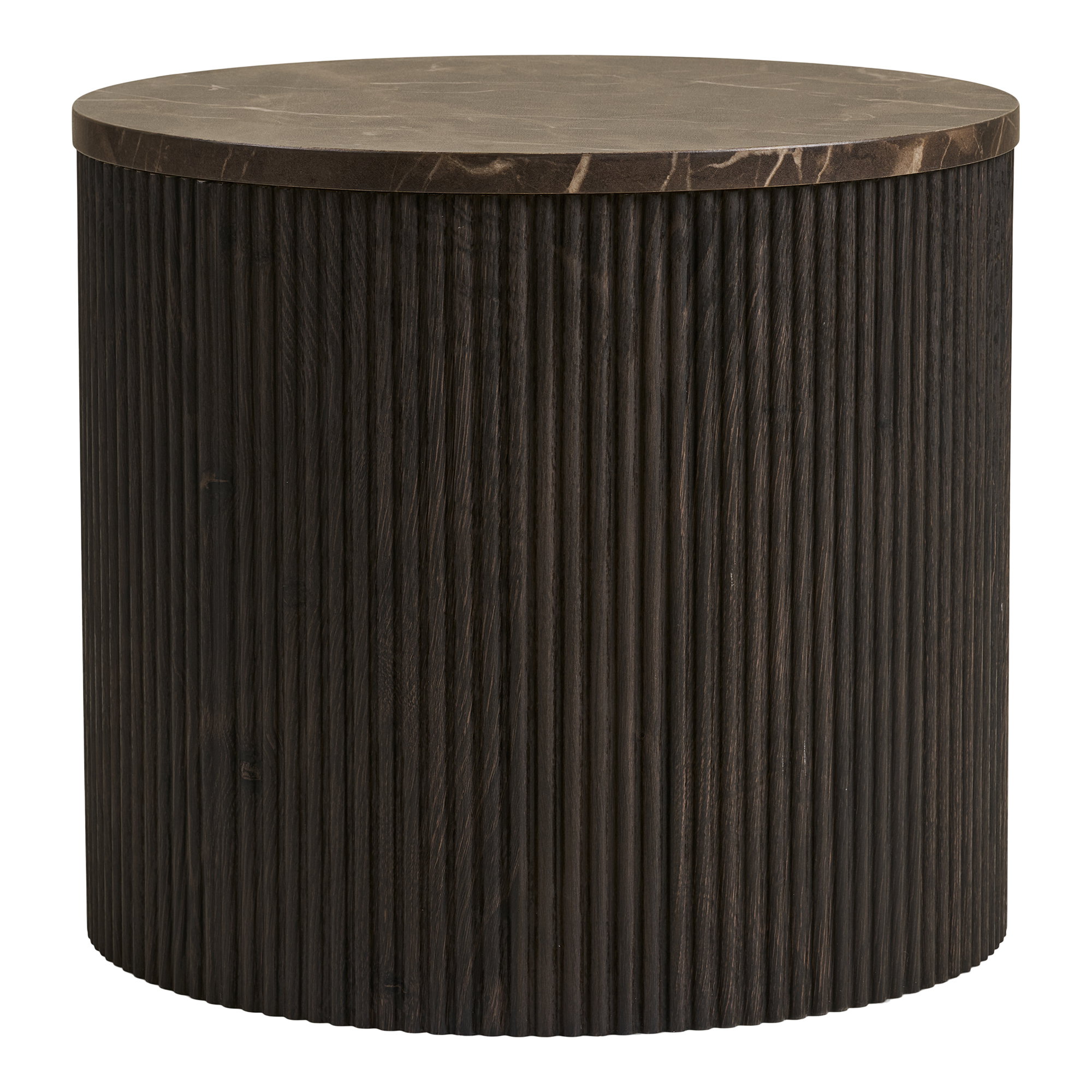 Rota Hjørnebord, marmor look, mørkebrun, ø45x40 cm - Billede 2