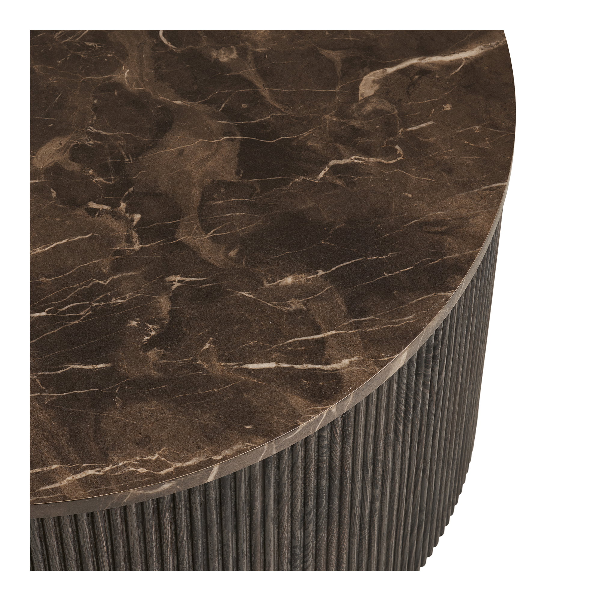 Rota Sofabord, marmor look, mørkebrun, ø80x40 cm - Billede 3