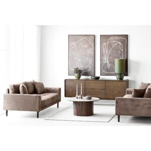 Delphi Sofabord, keramik bordplade, travertin/mørkebrun, ø80x40 cm - Billede 5