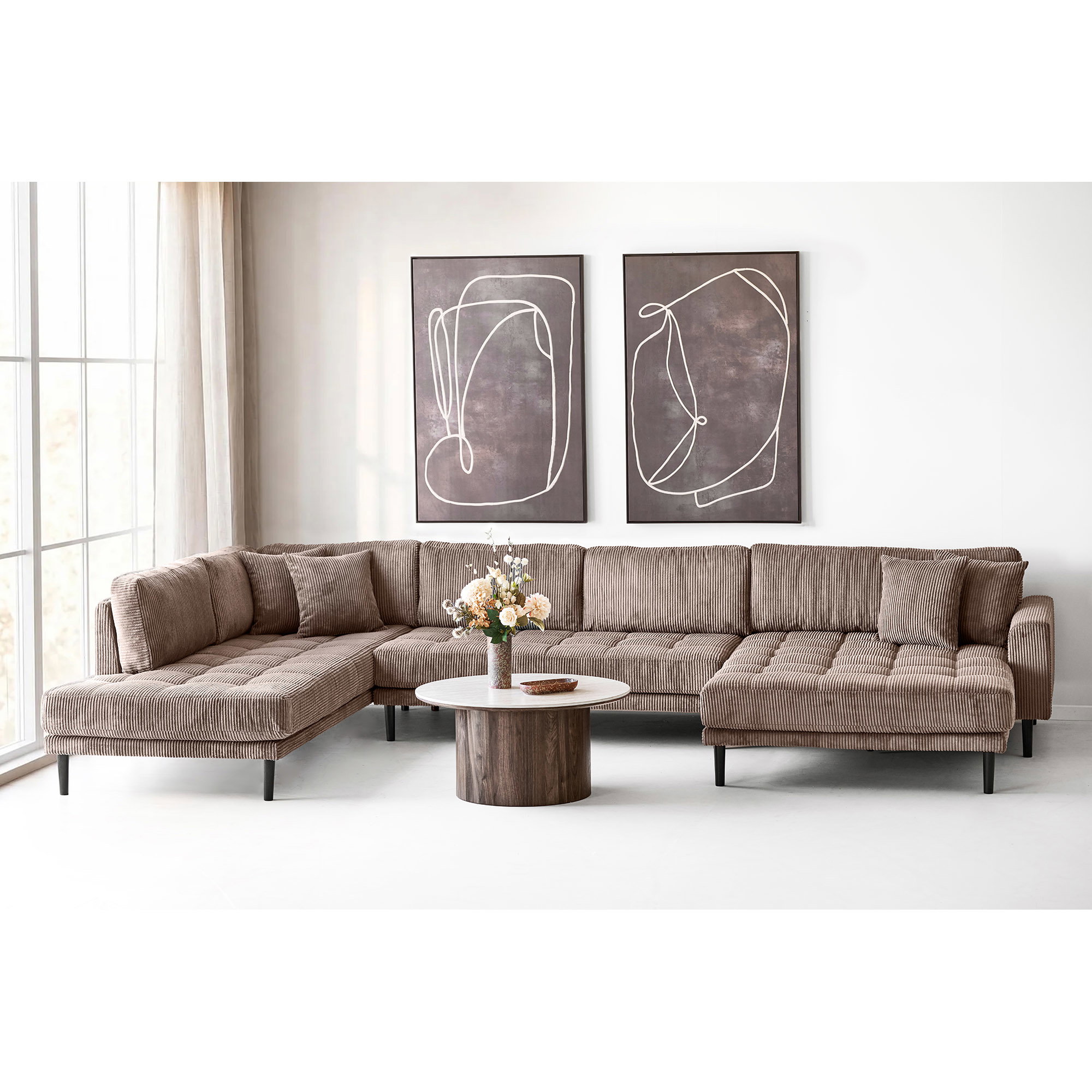 Delphi Sofabord, keramik bordplade, travertin/mørkebrun, ø80x40 cm - Billede 6