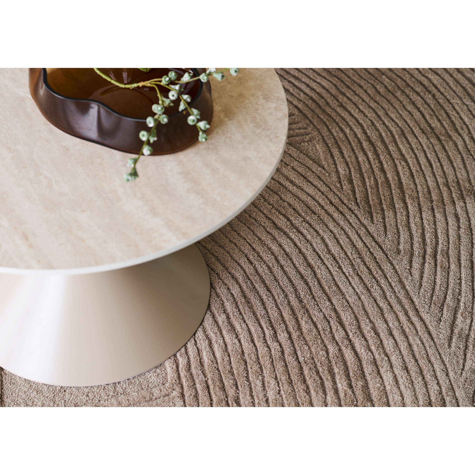 Annecy Sofabord, keramisk bordplade/stål, travertin/sand, ø70x41 cm - Billede 8