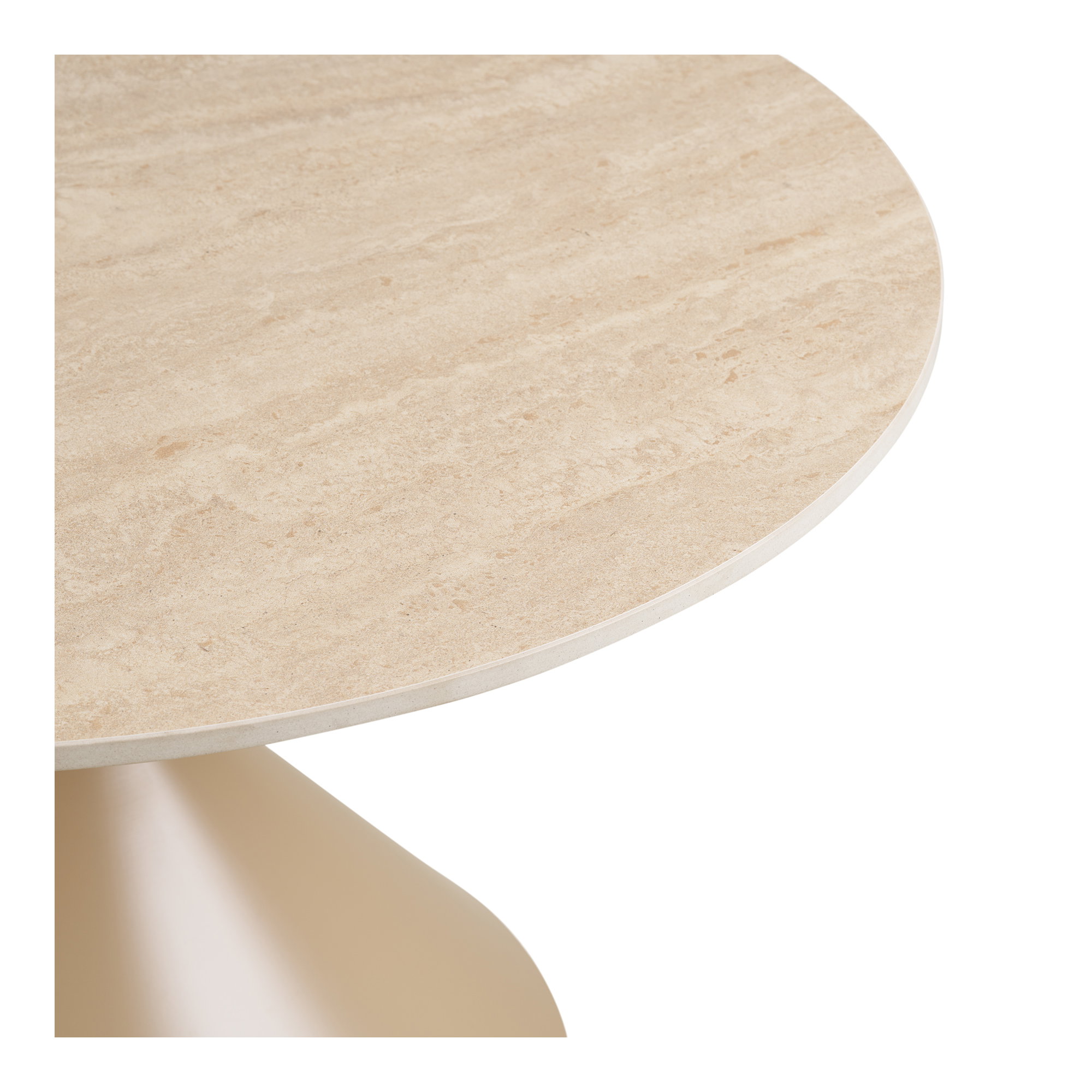 Annecy Sofabord, keramisk bordplade/stål, travertin/sand, ø70x41 cm - Billede 4