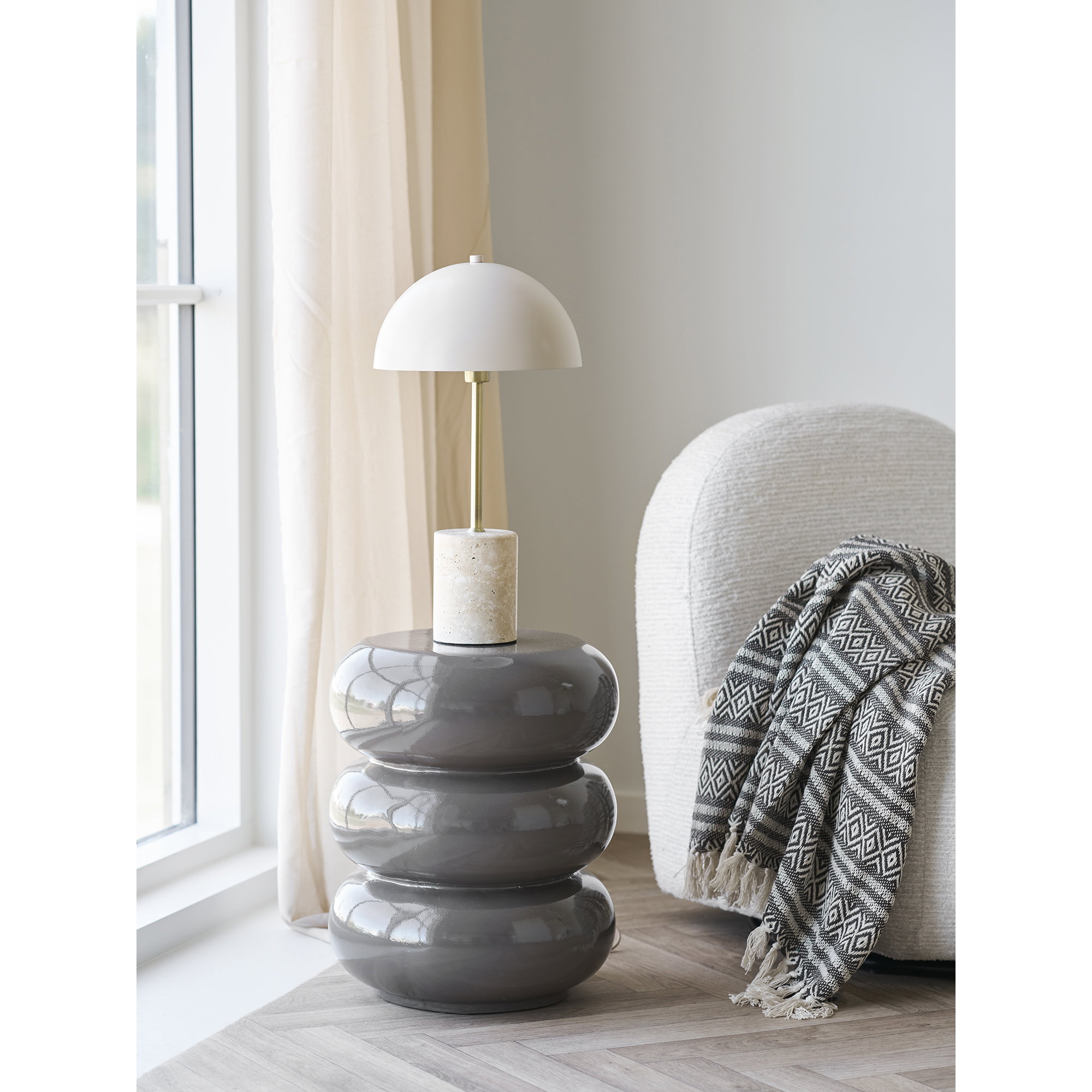 Rosolina Hjørnebord, glasfiber, brun, ø35,5x44 cm - Billede 3