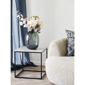 Vita Hjørnebord, travertin look, sort stel, 45x45x45 cm - Billede 4