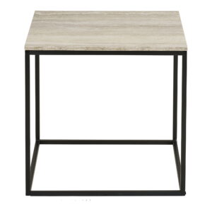 Alternative view of Vita Hjørnebord, travertin look, sort stel, 45x45x45 cm
