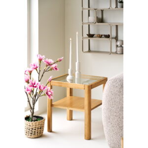 Lourmarin Hjørnebord, eg/egefiner/hærdet glas, natur, 40x40x45 cm - Billede 4