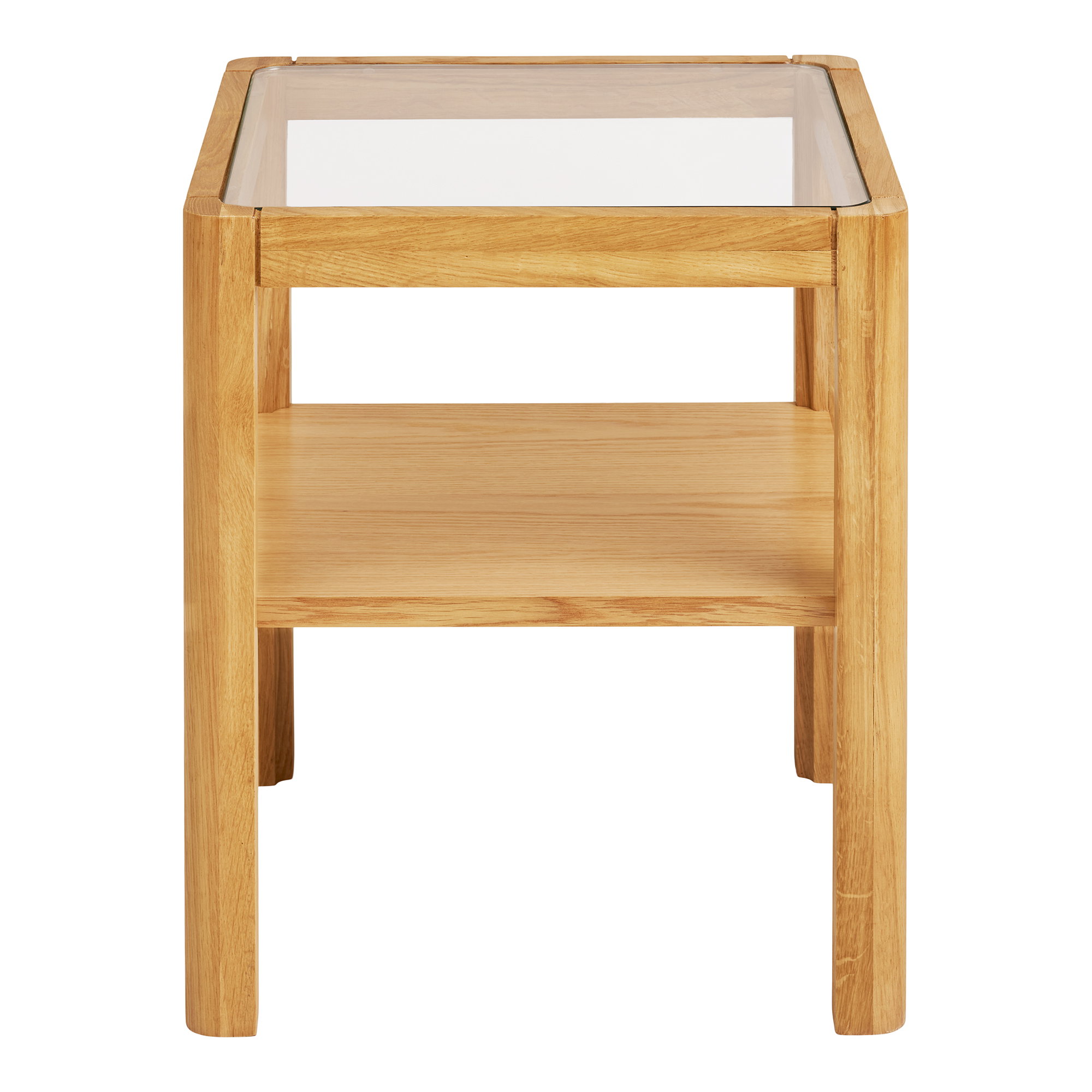 Lourmarin Hjørnebord, eg/egefiner/hærdet glas, natur, 40x40x45 cm - Billede 2