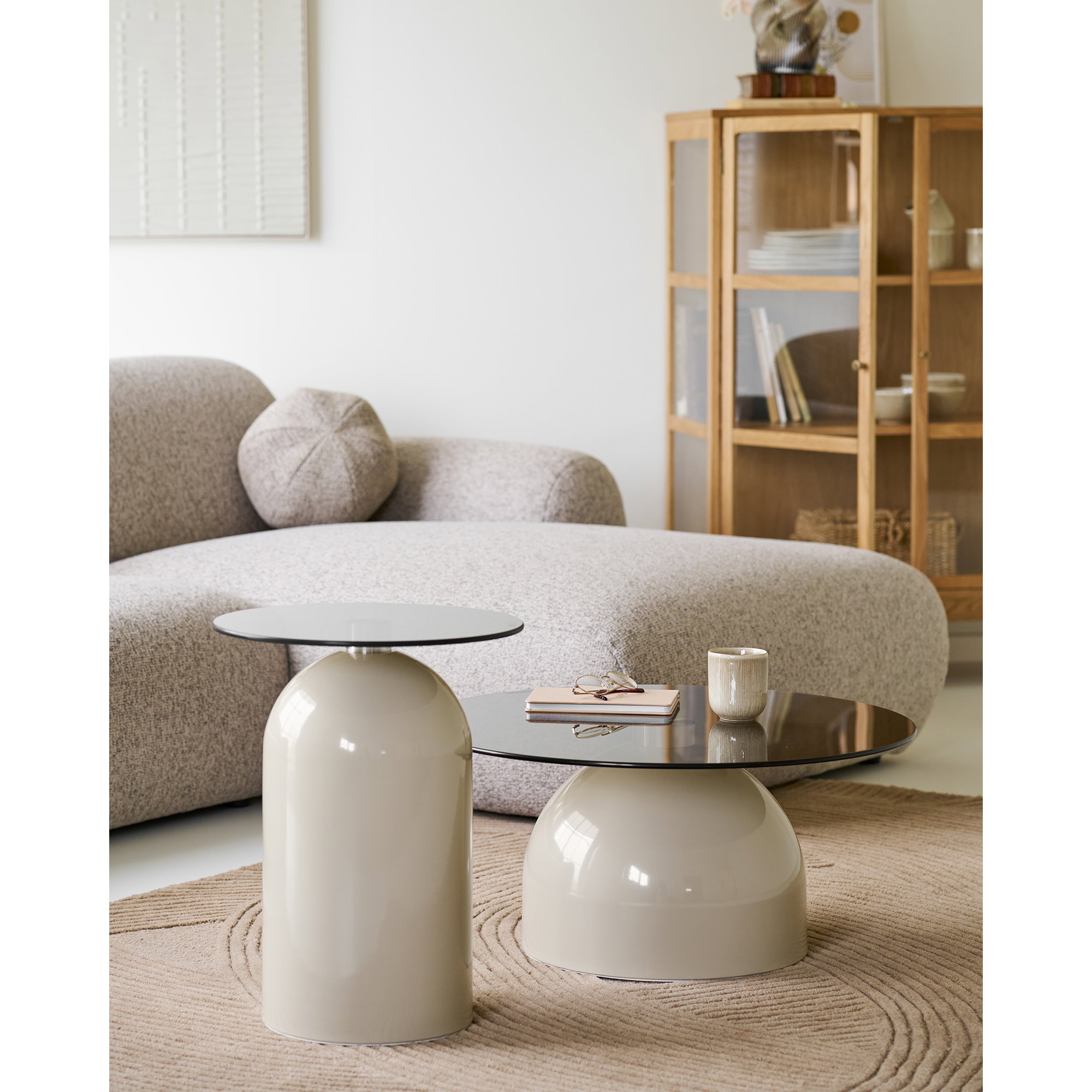 Ravello Hjørnebord, hærdet glas/metal, grå/beige, ø40x52 cm - Billede 7